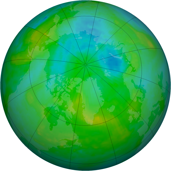 Arctic ozone map for 08 August 1986